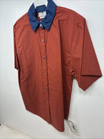 New Women’s Cowboy Threads Orange Blue Short Sleeve Button Up Medium YY-86