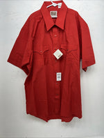New Mens Red Pearl Snap ELY cattleman Short Sleeve Shirt 17 XL I-44
