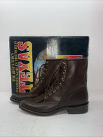 New Men’s Brown Lace Up Texas Brand Cowboy Boots. 8721 10 E E. 6-89