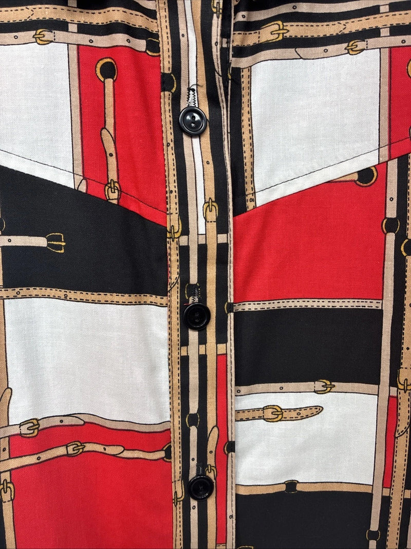 New Women’s Maria O Design Red Black Long Sleeve Button Up XL GG-55