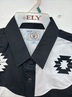 New Womens Country Charmers Black White Long Sleeve Pearl Snap XL II-40