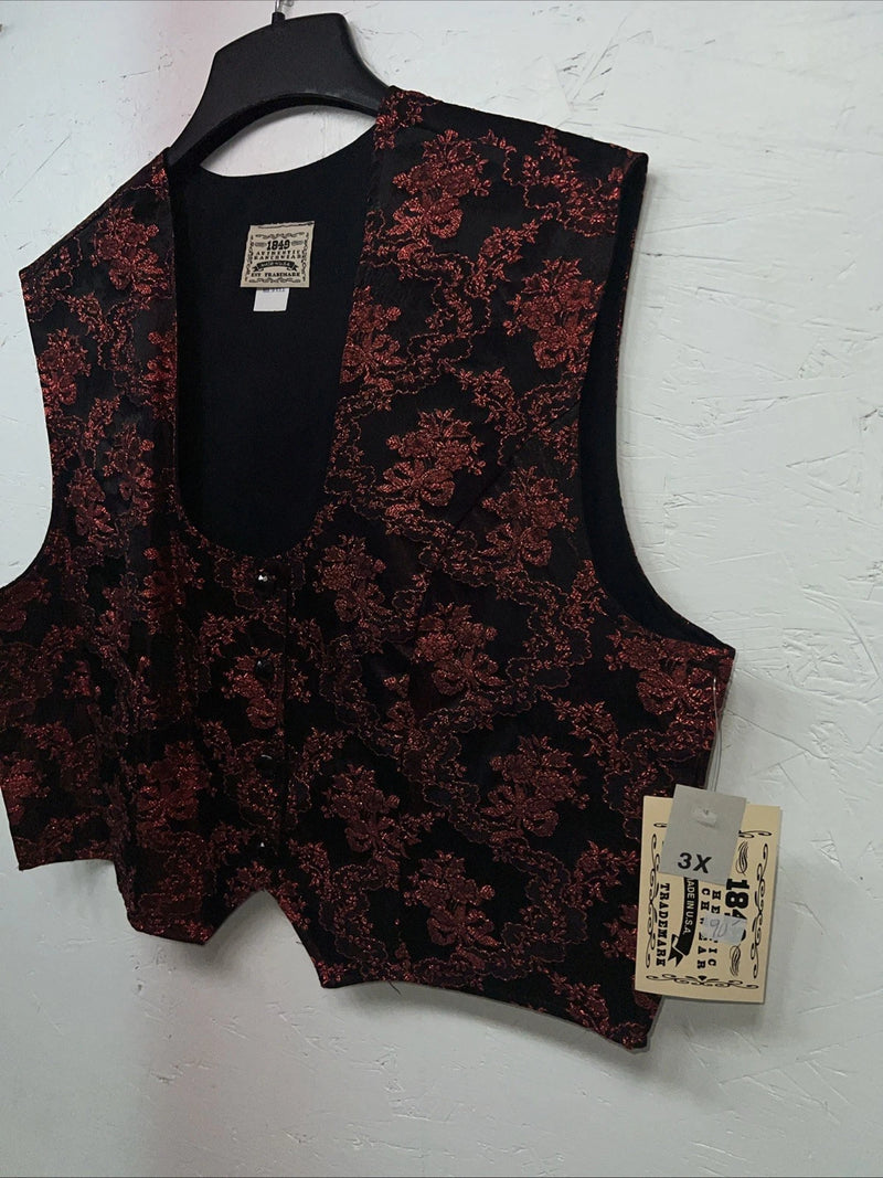 New Women’s Red 1849 Authentic Ranchwear Western Show Vest 3X WW-44