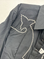 New Women’s White Horse Black Design Long Sleeve Pearl Snap XL II-43