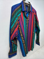 New Women’s H Bar C Multicolor Design Long Sleeve Button Up Size 38 TT-65