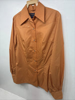 New Women’s Panhandle Slim Orange Long Sleeve Pearl Snap Size 14 MM-18