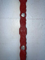 New Red Genuine Leather Tooled And Silver Pendent 22” Belt #5722 NN-14