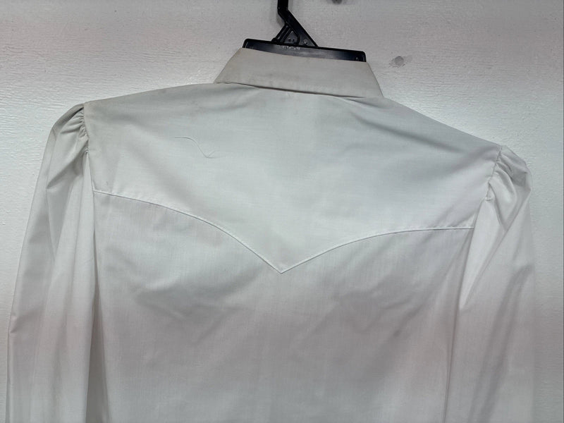 New Womens H Bar C White Designed Long Sleeve Pearl Snap Size 36 KK-15