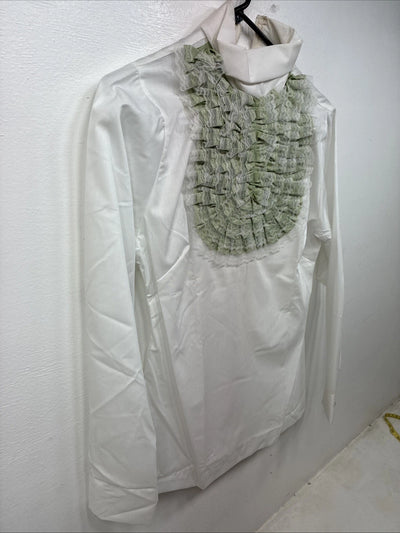 New Women’s Trail Ridge White Green Design Long Sleeve ZipUp Back Size 34 YY-107
