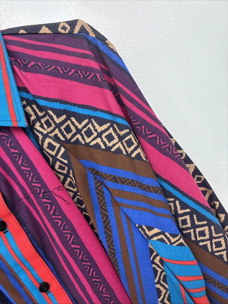 New Women’s H Bar C Multicolor Design Long Sleeve Button Up Size 14 MM-117 