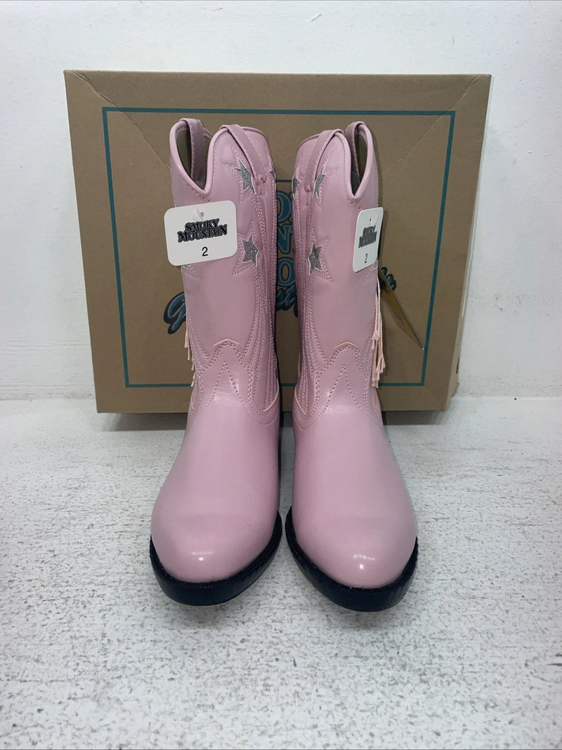 New Kids Pink With Fringe Smoky Mountain Cowboy Boots. 1058 J C 2. 23-151