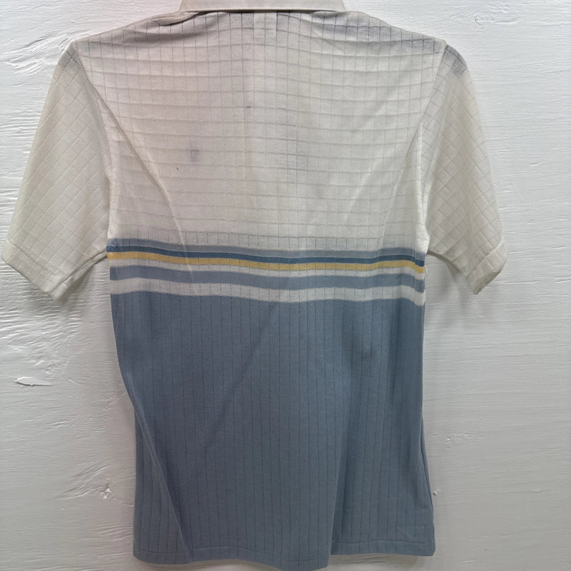 New Men’s Panhandle Slim White Blue short sleeve polo Small B-62