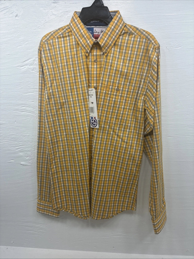 New Boys Wrangler yellow Flannel Long Sleeve Button Up 2XL F-95