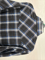 New Men’s ELY Cattleman Blue Black Plaid Long Sleeve Pearl Snap XL O-66