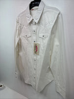 New Women’s Cumberland White Gem Long Sleeve Pearl Snap Medium LL-8
