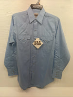 New Men’s ELY Cattleman Blue Long Sleeve Pearl Snap 15.5 X 33 Medium B-114