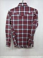 New Women’s Panhandle Slim Red Plaid Long Sleeve Pearl Snap Sis E32 MM-52