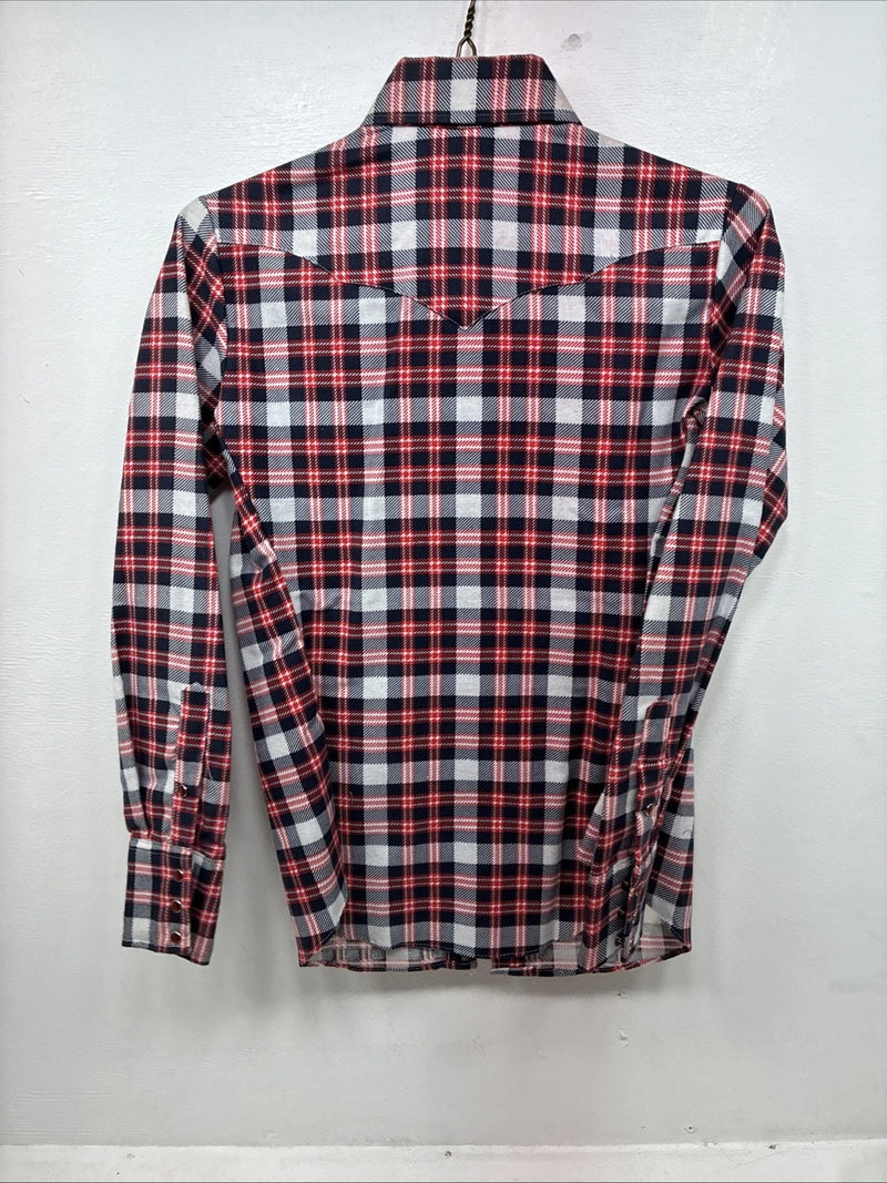 New Women’s Panhandle Slim Red Plaid Long Sleeve Pearl Snap Sis E32 MM-52