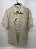 New Men’s ELY Cattleman Tan Short Sleeve Pearl Snap 16.5 Large CC-7