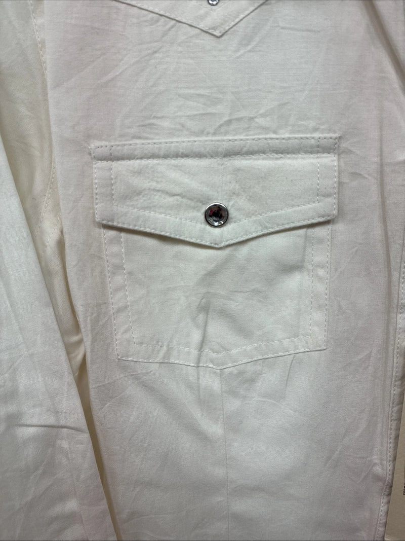 New Women’s Cumberland White Gem Long Sleeve Pearl Snap Medium LL-83
