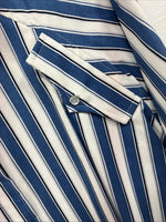 New Women’s H Bar C Blue Stripe Long Sleeve Pearl Snap Size 40 DD-20