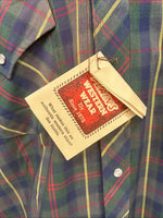 New Men’s ELY Plains Green Plaid Long Sleeve Pearl Snap 16.5 X 34 Large AA-43