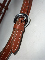 New Leather Trainer Dark Oil Browband Headstall Silver Buckles S-60