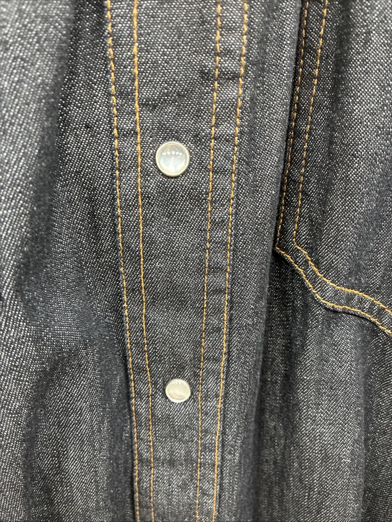 New Men’s ELY Cattleman Dark Wash Jean Long Sleeve Pearl Snap XL Q-44