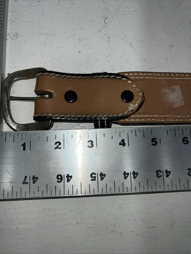 New Brown Black Perkies Hand Tooled Genuine Leather Belt 30” #7512 W-11