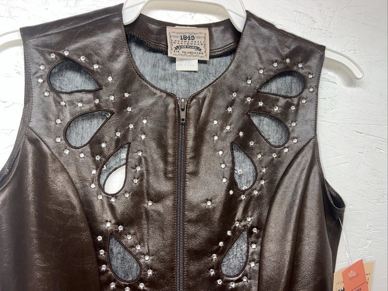 New Women’s Brown 1849 Authentic Ranchwear Show Vest XS G-609