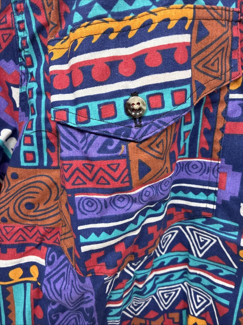 New Men’s San Angelo Multicolor Design Short Sleeve Bottom Up Large AA-60