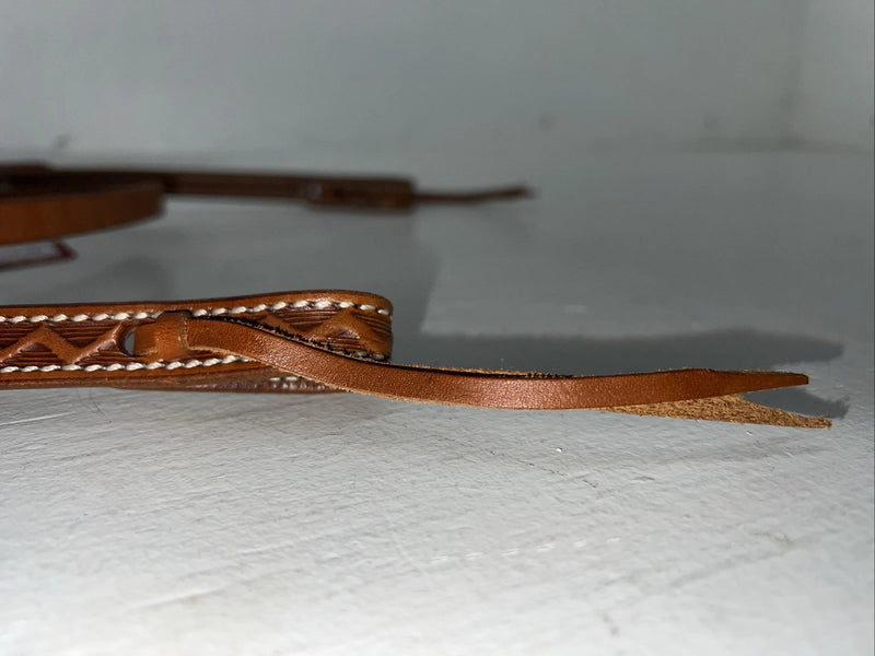 New Leather Tooled Tough 1 Browband Headstall Silver Buckles S-59