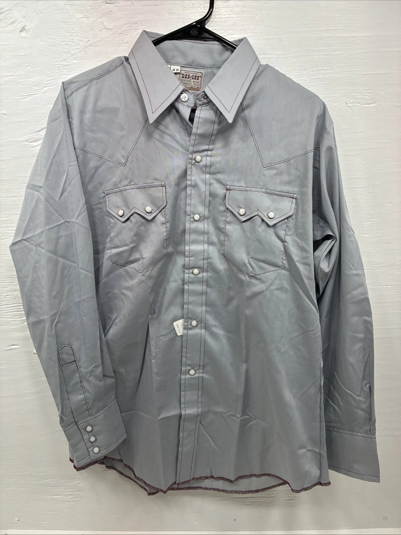 New Men’s Dee-Cee Gray Red Long Sleeve Pearl Snap 16 X 33 Large O-19