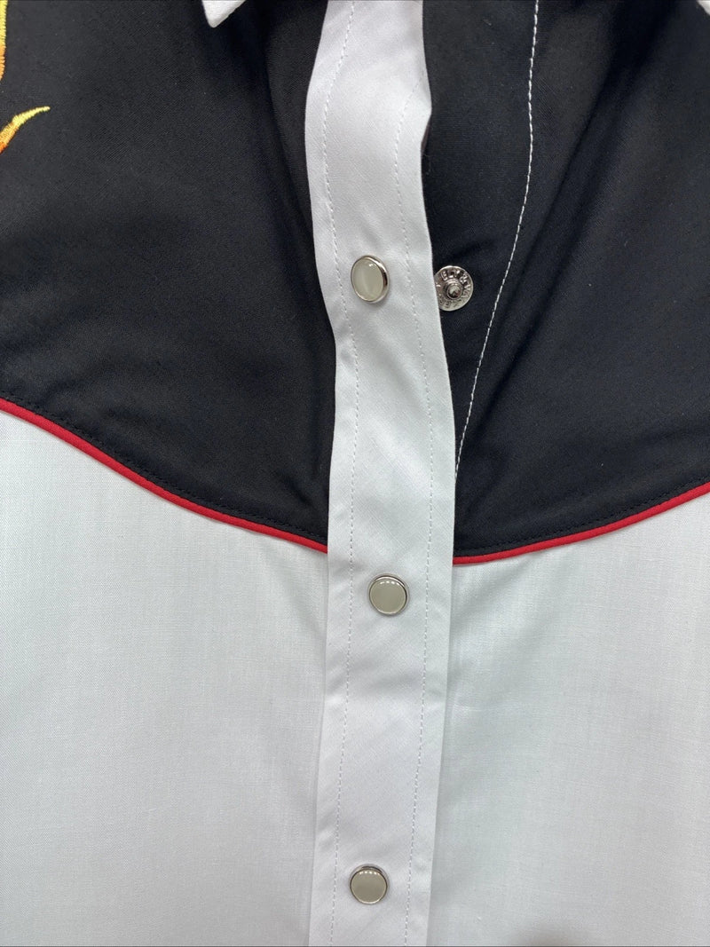 New Women’s Country Charmers White Flame Long Sleeve Pearl Snap XL II-63