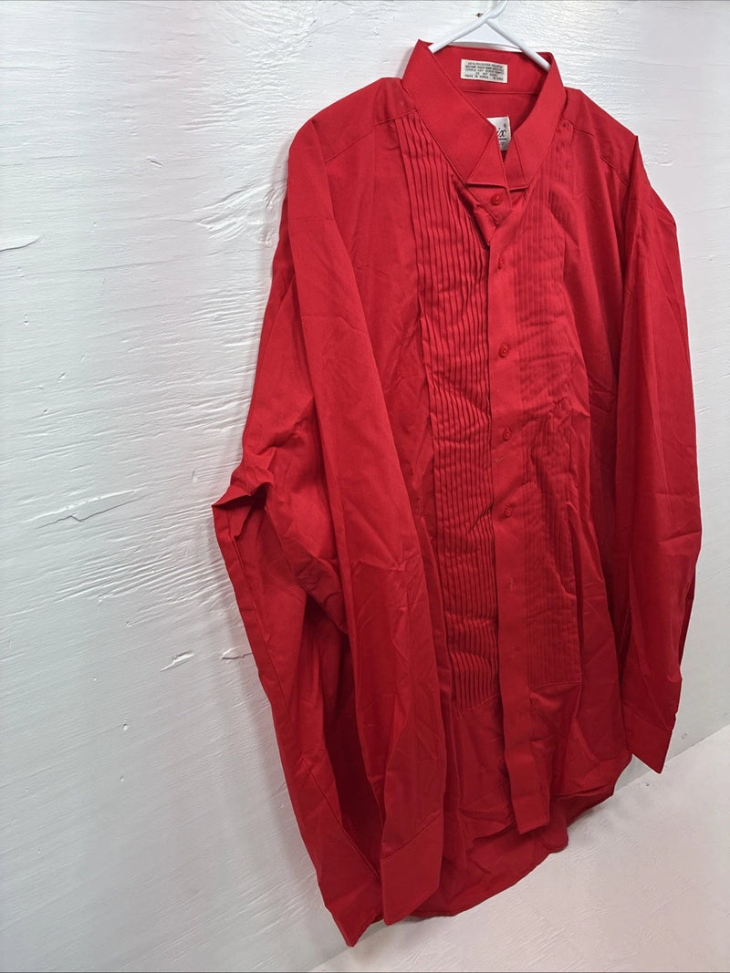 New Classix Red Long Sleeve Button Up English Short 18-18.5 2XL X-81