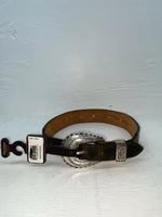 New Black Genuine Leather Nocona Silver Pendent 24” Belt #915 NN-33