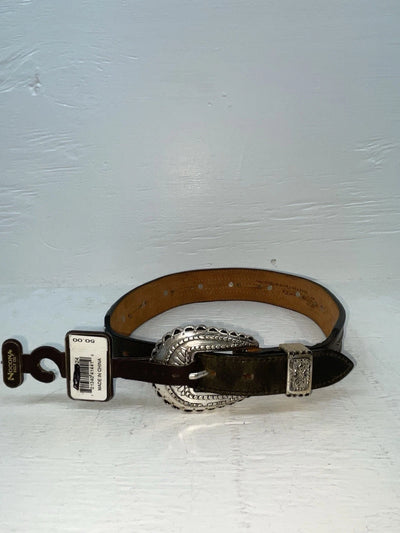 New Black Genuine Leather Nocona Silver Pendent 24” Belt #915 NN-33