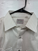 New Men’s H Bar C White Stripe Designed Long Sleeve Pearl Snap 15 Medium O-64