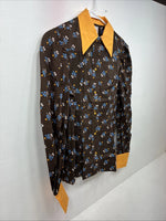 New Women’s Tem Tex Brown Floral Long Sleeve Pearl Snap Size 30 DD-85