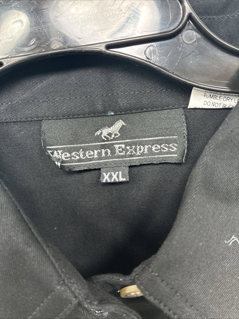 New Woman Western Express Black Deigned Long Sleeve Pearl Snap 2XL GG-49