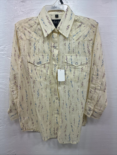 New Kids White Horse Yellow Floral Long Sleeve Pearl Snap Medium DD-48