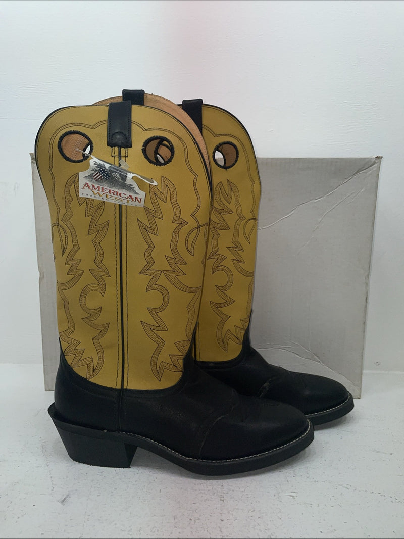 New Men’s Yellow American West Cowboy Boots. 62023 10 D. 6-93