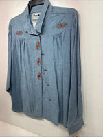 New Women’s Pioneer Wear Blue Long Sleeve Button Up Size 14 KK-116