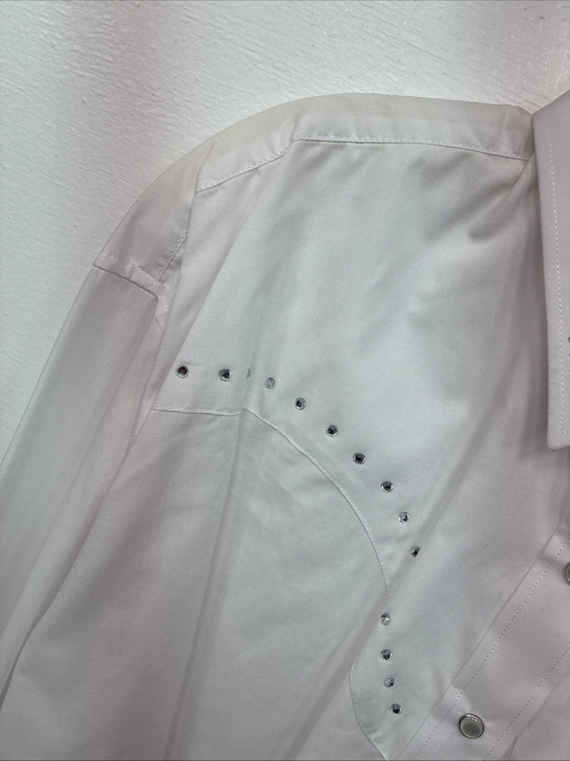 New Women’s White Horse White Gem Long Sleeve Pearl Snap 2XL GG-17