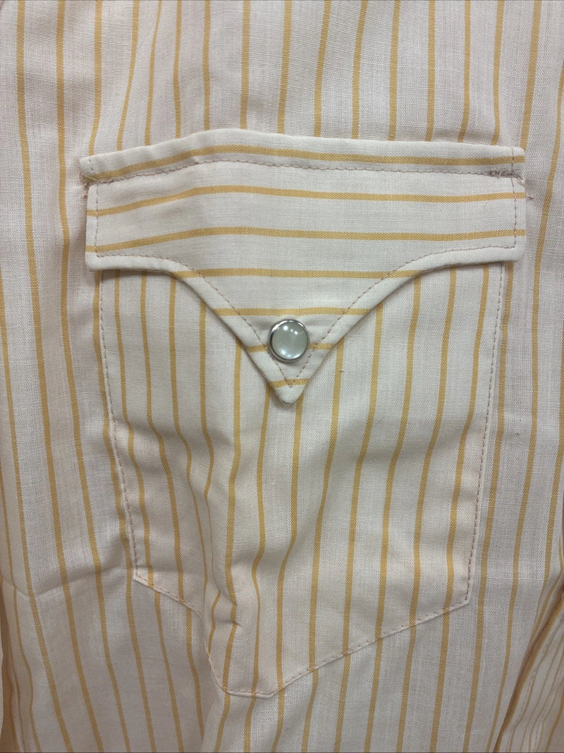 New Men’s Miller Yellow Stripe Long Sleeve Pearl Snap 15 X 32 Medium T-78