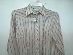 New Women’s White Striped DR Westerns Long Sleeve Button Up Shirt 3B-86