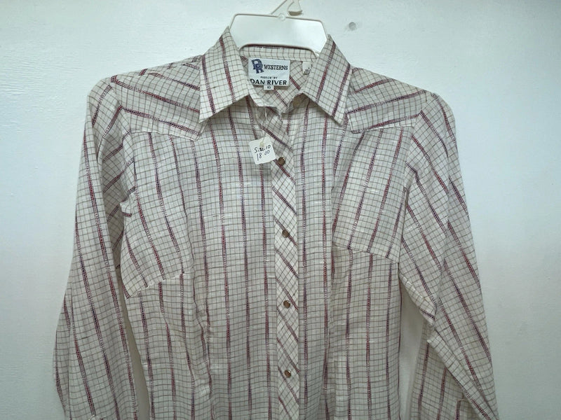 New Women’s White Striped DR Westerns Long Sleeve Button Up Shirt 3B-86