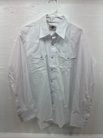 New Men’s Circle S White Simple Long Sleeve Pearl Snap 17 Large M-65