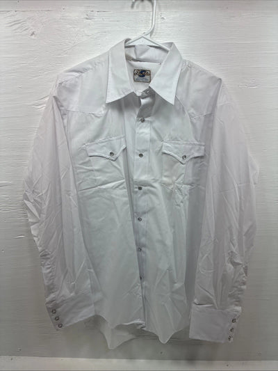 New Men’s Circle S White Simple Long Sleeve Pearl Snap 17 Large M-65