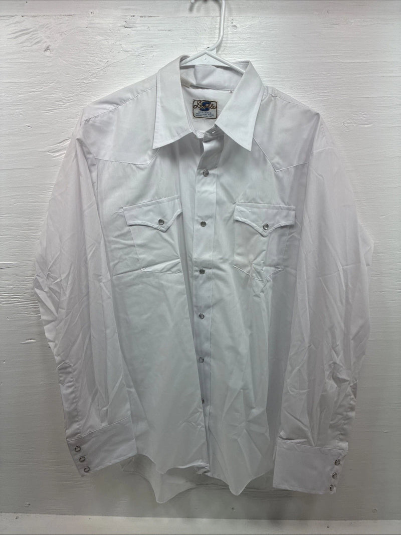 New Men’s Circle S White Simple Long Sleeve Pearl Snap 17 Large M-65