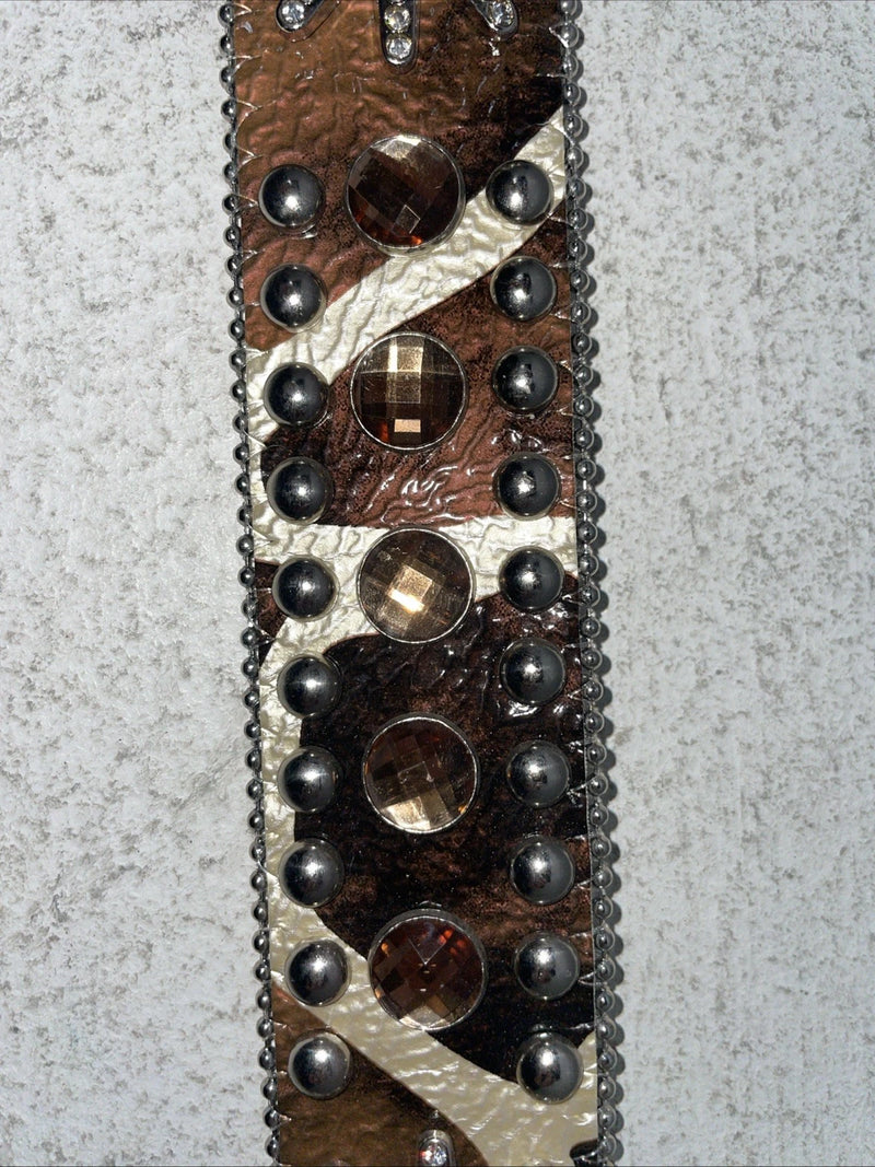 New Cow Print Genuine Leather Blazin Roxx Bling M Belt #N3510602 Z-23